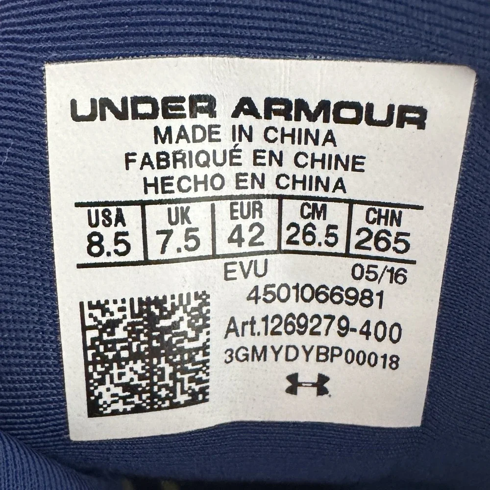 Under Armour Curry 3 Basketball Shoes Men 8.5 Blue Yellow Dub Nation High Top